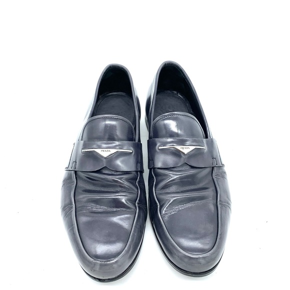 Prada Gray Marble Patent Leather Loafers Men - Picture 3 of 16